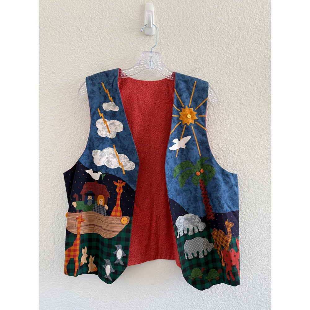 Handmade Noahs Ark Novelty Vest Womens Animal Applique Large